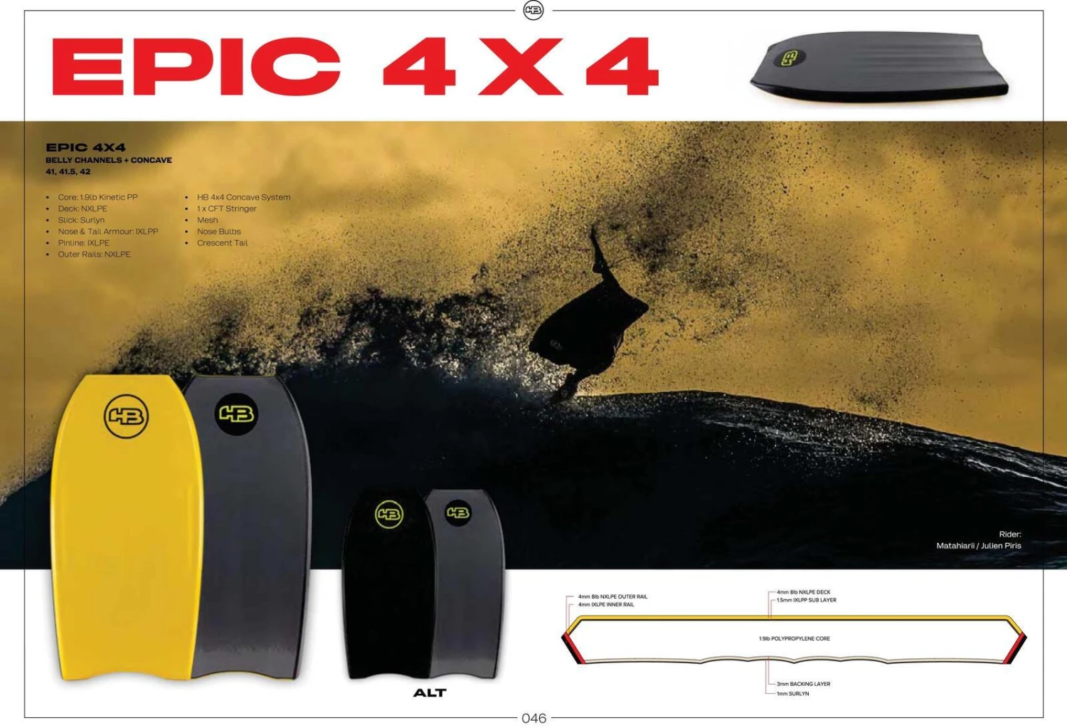 HB Bodyboards Epic 4x4 Quad Concave Polypro Core - 2021/22 Model 8 HB Bodyboards Epic 4x4 Quad Concave Polypro Core - 2021/22 Model - Image 6