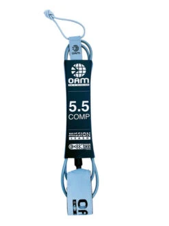OAM 5'5 COMP MISSION ULTRALIGHT LEASH -Wave Rider Shop oam mission leash 5 5 comp grey front 17592.1675878684